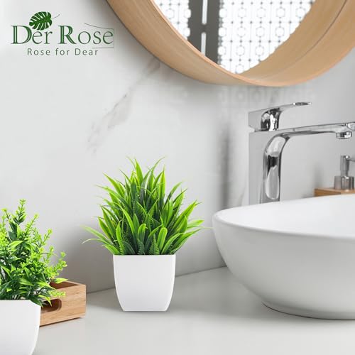 Der Rose 4-Pack Faux Plants in White Pots for Indoor Decor
