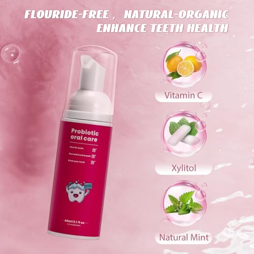 Fluoride Free Kids Toothpaste - 2 Pack Natural Strawberry Mint Foam