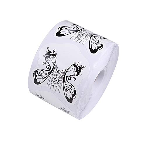 BeautyLeader 500Pcs Nail Form Guide Sticker Roll for Acrylic UV Gel Nail Art Butterfly Design