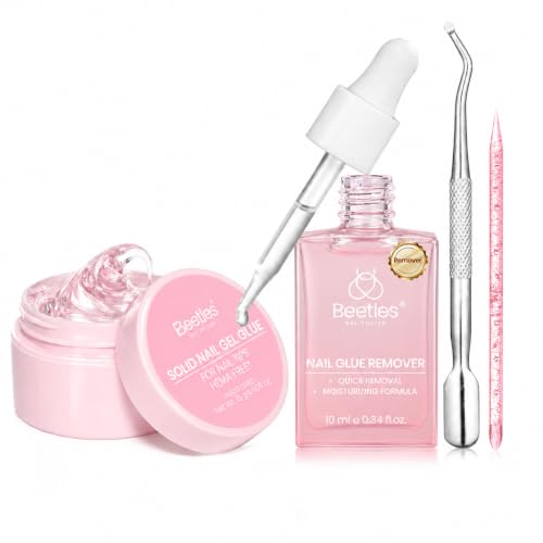 Beetles Solid Nail Glue Gel & Remover Kit for Nail Tips - HEMA-Free