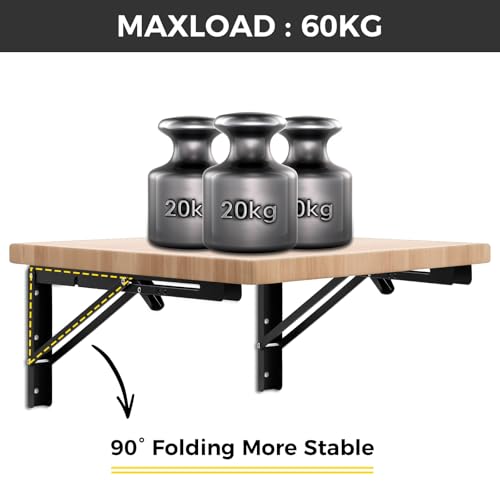 16-Inch Heavy Duty Folding Shelf Brackets - 2 Pack Wall Mounted