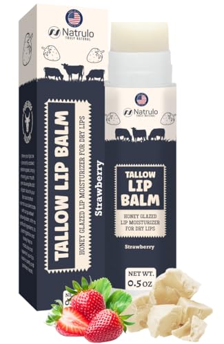 Beef Tallow Lip Balm with Strawberry – Hydrating Natural Moisturizer