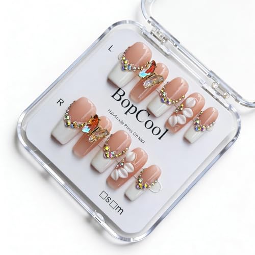 BOPCOOL Handmade Medium Square Nude French Press-On Nails