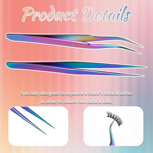 2PCS Precision Eyelash Extension Tweezers Set - Stainless Steel