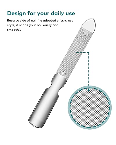 MR.GREEN Mr-2104 Double-Sided Stainless Steel Nail File with Leather Case - Professional Manicure Tool