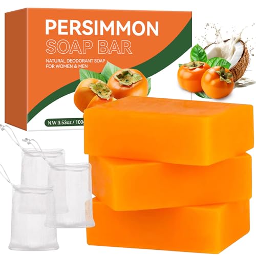 Viugex Persimmon & Green Tea Deodorizing Soap Bar — 3 x 3.53 oz, Odor Control
