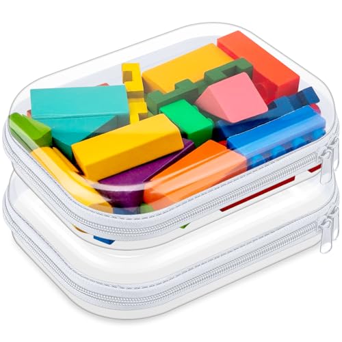 Ceenna 2-Piece Clear Hard Shell Zipper Pouch Set, Travel Organizer Case