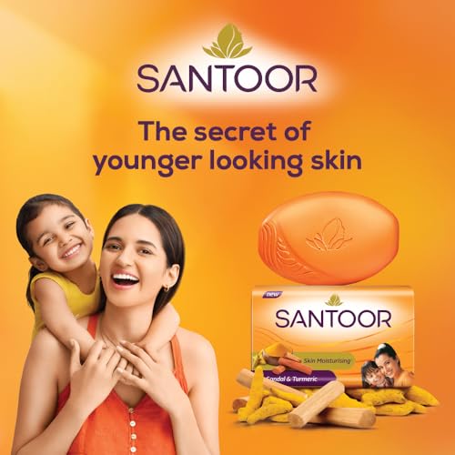 Santoor Sandal & Turmeric Soap - 4 Pack (125g Each)