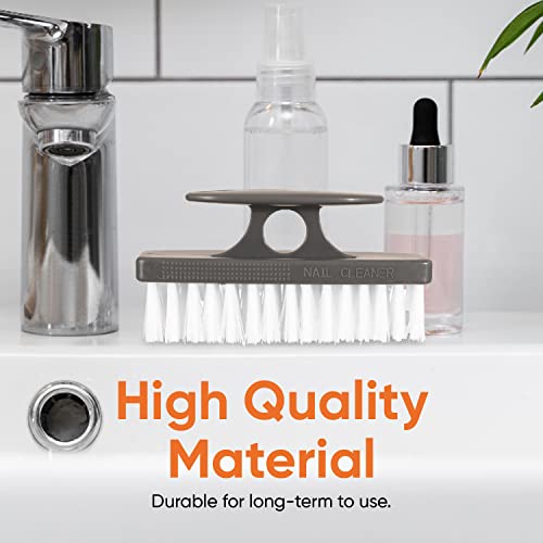 Superio 6-Pack Gray Nail Brushes for Hand, Foot & Kitchen Cleaning - All-Purpose Stiff Scrub Brushes