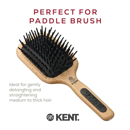 Kent PF19 Beechwood Paddle Brush - Scalp Massager & Detangler