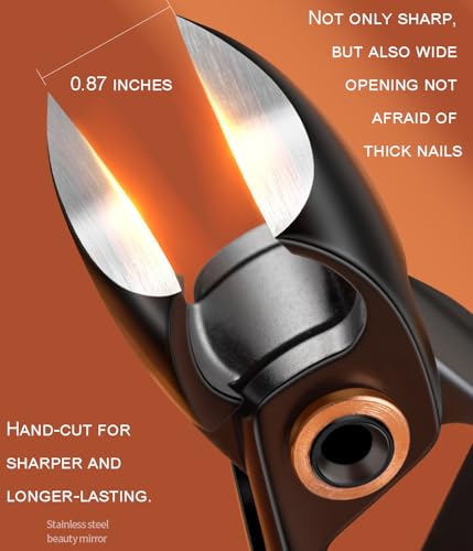 Diagonal Nail Clippers - Large Opening, Stainless Steel, Black Finish