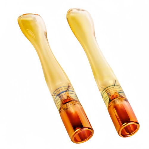 Handmade 3 Inch Golden Borosilicate Glass Blowing Stem Tube - 2 PCS