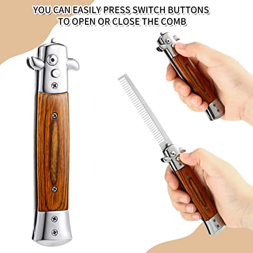 Chengu 2-Piece Wood Grain Switchblade & Butterfly Comb Set