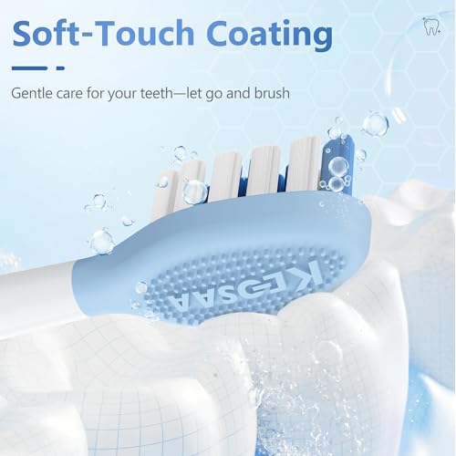 Keosaa Replacement Brush Heads for Philips Sonicare - 6 Pack (Ice Blue) with Tongue Cleaner