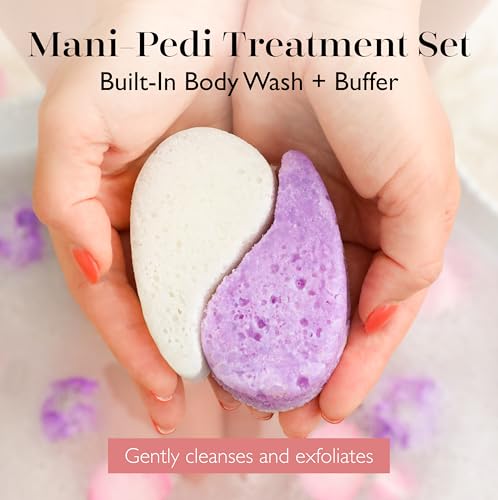 Spongellé Lavender Fields Mani-Pedi Buffer - Exfoliating Foot & Nail Scrub, Cruelty-Free Vegan, Made in USA