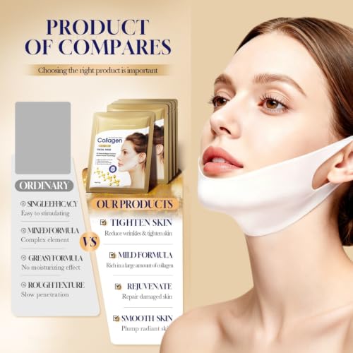 ATTHEWESTA 5-Pack V Line Face Lifting Mask for Double Chin & Jawline - Hydrating & Rejuvenating