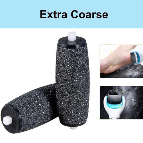 COOMATEC Black Extra Coarse Replacement Roller Heads for Amope Pedi Foot Files (12 Pack)