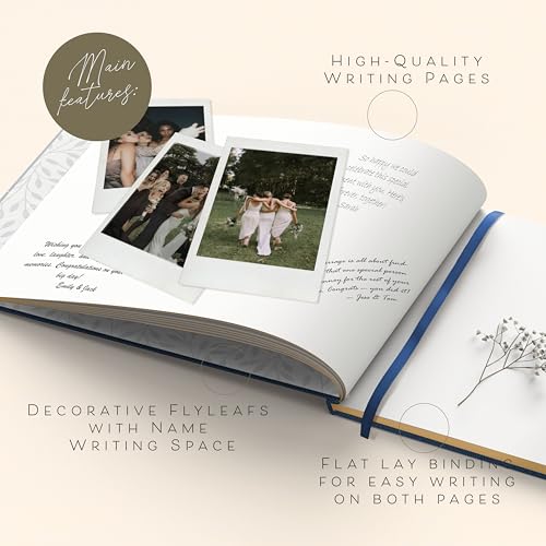 Elegant Navy Wedding Guest Book with Gold Foil Accents - 100 Pages