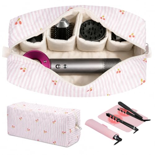 FACULX Quilted Hair Tool Travel Bag with Heat Mat - Pink Cherry