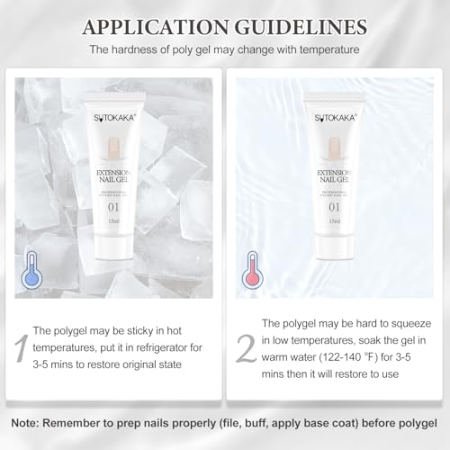 SUTOKAKA Poly Gel Nail Starter Kit 4 Colors Clear White Pink with Dual Forms & Tools