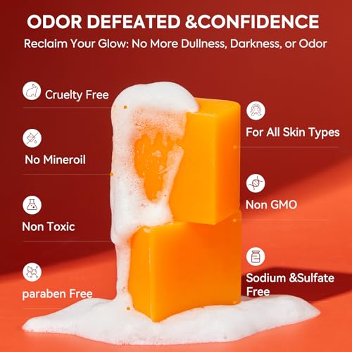 Persimmon Soap Bar for Body Odor Control - Gentle Deodorizing Soap with Tea Tree Extract, Pack of 3