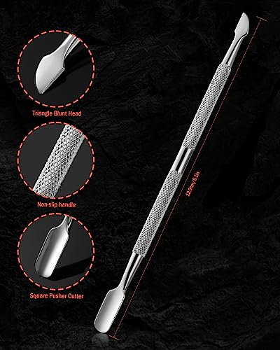 BEZOX Stainless Steel Cuticle Pusher - Double-Ended Manicure Tool