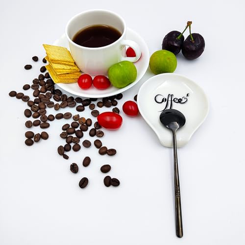 Ceramic Coffee Spoon Rest with Stainless Steel Spoon - Multi-Use Holder