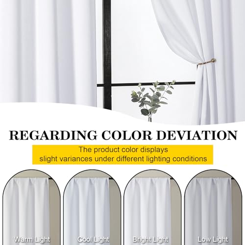 WelvetBLK White Kitchen Curtains - 36 Inch Light Filtering Panels (Set of 2)