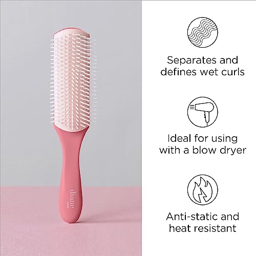 Diane Pro Nylon Pin Hairbrush for Curly Hair - Heat-Resistant Detangler