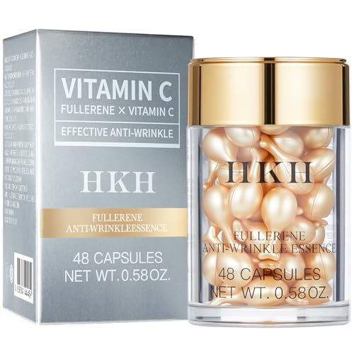 HKH Vitamin C Serum Capsules for Face - 48 Caps Anti-Aging with Vitamin E
