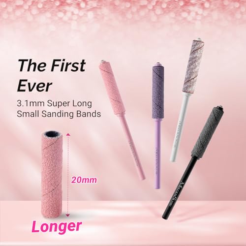 MelodySusie 50 Pcs 180 Grit Pink Nail Drill Bits & Sanding Bands