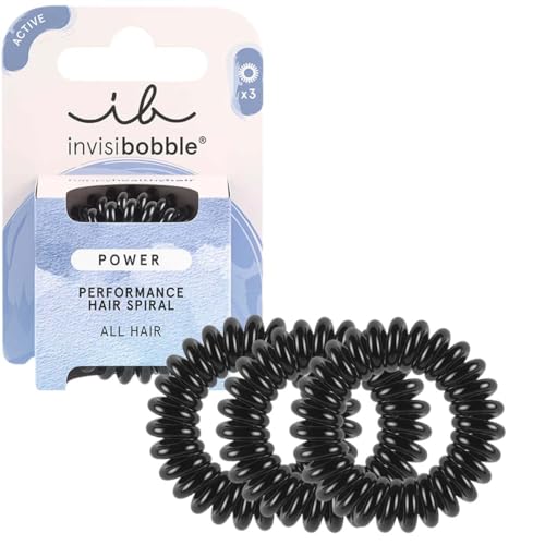 invisibobble Power Traceless Spiral Hair Ties - Pack of 3 True Black