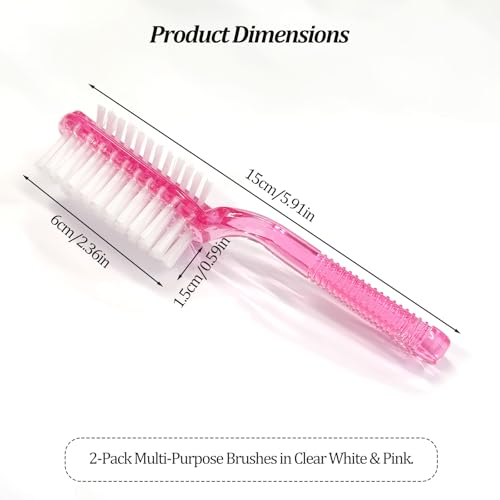Dual-Sided Nail Cleaning Brush Set with Ergonomic Grip (2 Pack)