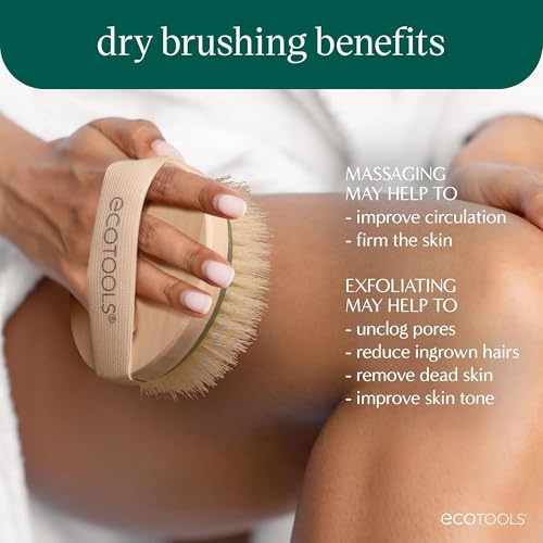 EcoTools Green 1 Pack Dry Body Brush & Delicate EcoPouf Exfoliating Loofah Set