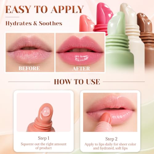 JHCURTN 4-Piece Tinted Lip Balm Set - Nourishing Moisturizing Lip Care