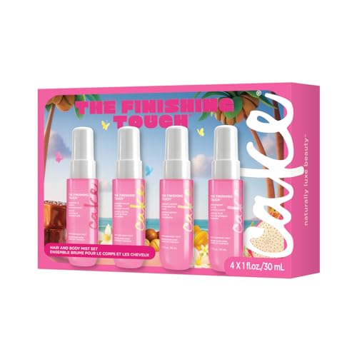 Cake Beauty Hair & Body Mist Gift Set, 4 Travel Size Fine Fragrance Mists, Perfume Sampler Set for Women, Aloe & Argan Oil, 4 x 30mL
