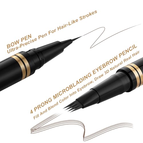 LAVONE Waterproof Microblading Eyebrow Pen - Dark Brown 2-in-1 Brow Pencil