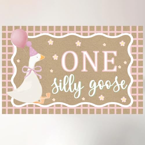 One Silly Goose Birthday Backdrop - Pink First Birthday Decor