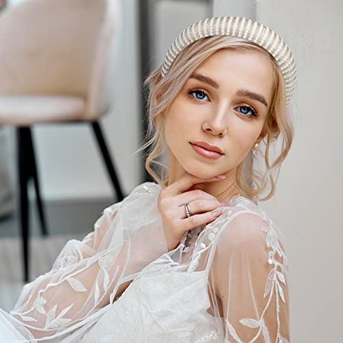 Hoteam 3 Pcs Pearl Headbands for Women - Bridal Hair Accessories
