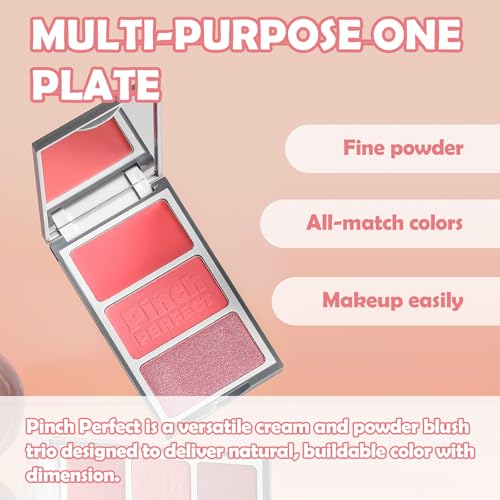 OZ LAB Buildable Blush Palette - Vegan Cream & Powder Cheek Color Trio (03 Barely Blushed, Pack of 1)