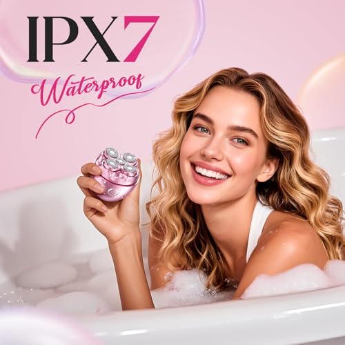 Electric Razor for Women Legs, 5D Floating Rotary Shaver Hair Remover, Wet/Dry Face & Body Shaver for Arms, Bikini and Underarms, Portable Travel Mini Size for Her, ShellPink
