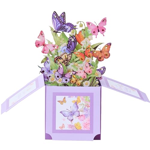3D Pop Up Butterfly Birthday Card with Colorful Rhinestones