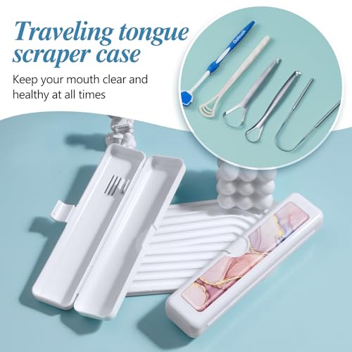 Colorful Toothbrush Travel Case with Tongue Scraper Holder