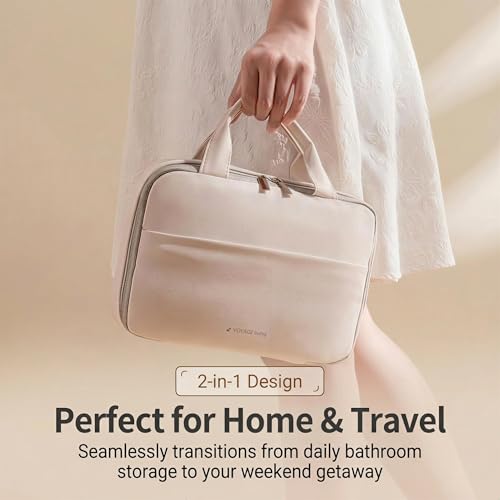 Hanging Toiletry Bag 3-Tier PU Leather Waterproof Travel Organizer