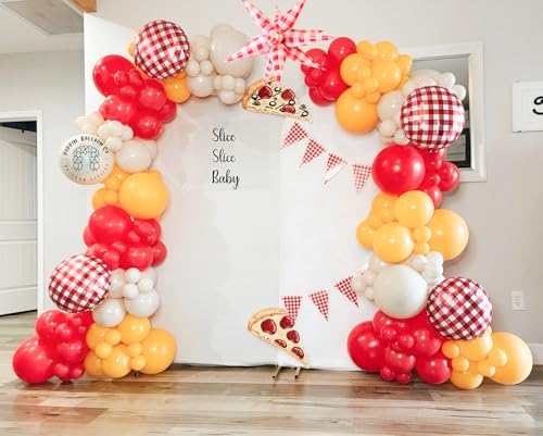 Red White Gingham Star Burst Balloons - 18 Inch Checker Pack for Parties