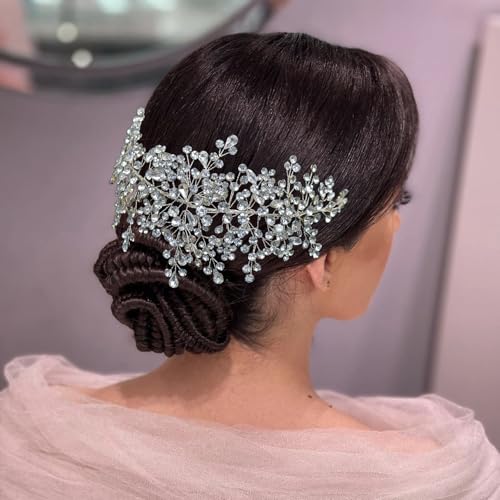 Handcrafted Rhinestone Bridal Headband - Silver Wedding Hair Piece