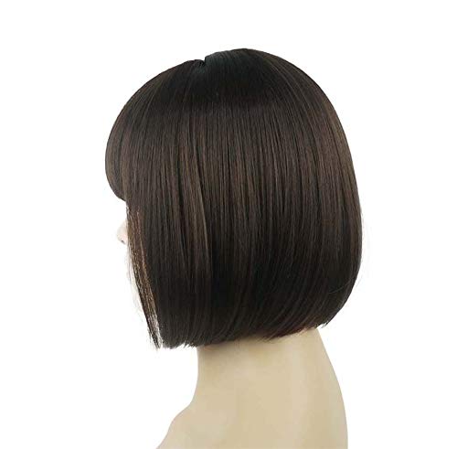 Aimole 8" Short Straight Bob Wig with Bangs - Chestnut Brown (#6)