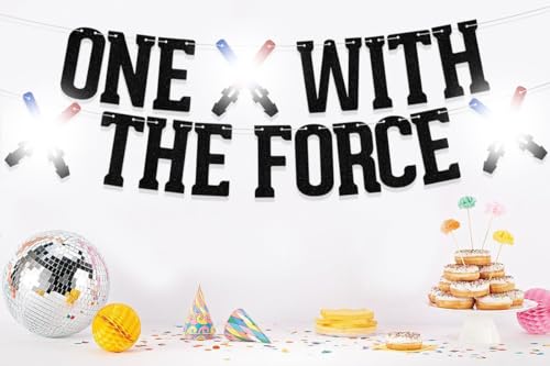 One With The Force Birthday Banner - Holographic Glitter Decor