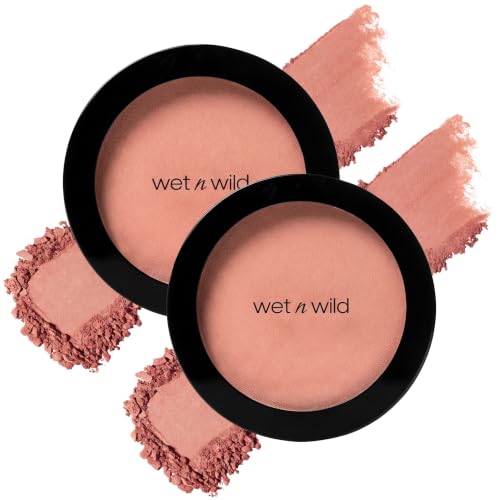 Wet n Wild Color Icon Blush 2-Pack Pearlescent Pink - Natural Matte Finish, Infused with Jojoba Oil