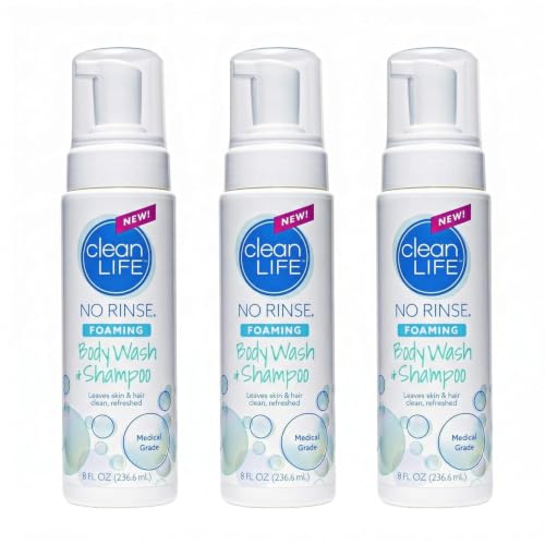 No-Rinse Foaming Body Wash - Waterless Cleanser Pack of 3 for All Ages